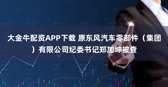 大金牛配资APP下载 原东风汽车零部件（集团）有限公司纪委书记郑加坤被查