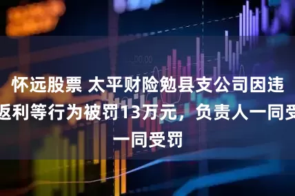 怀远股票 太平财险勉县支公司因违规返利等行为被罚13万元，负责人一同受罚